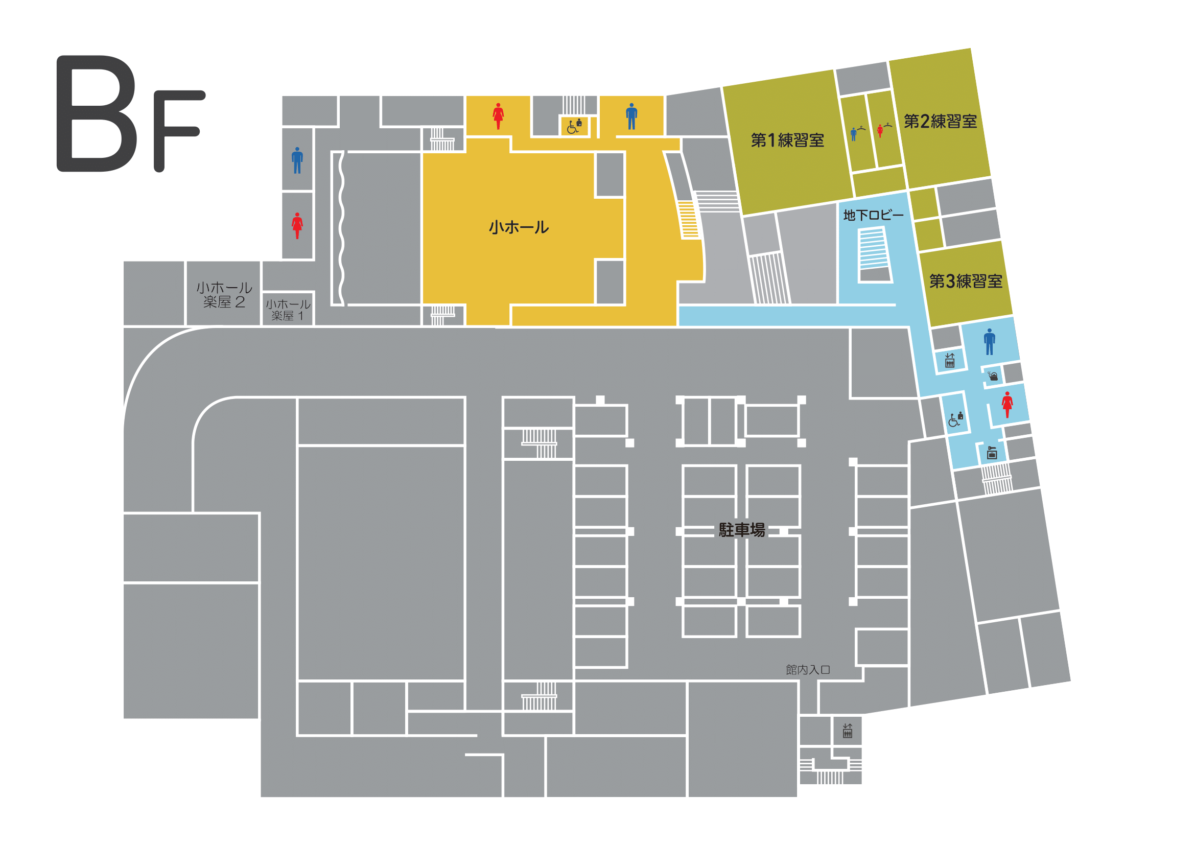 いちょうホール地下1階フロアマップ